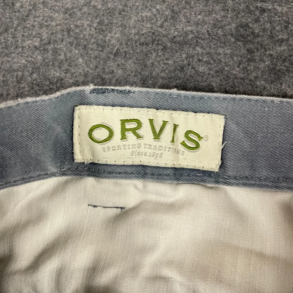 Orivis Shorts Mens 40 Blue Faded Flat Front USA Flag Embroidered Retro‎ Fishing